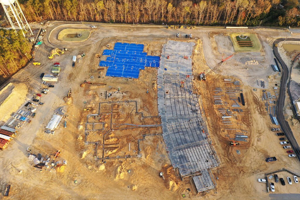 Macuch Steel Projects - an aerial photo of the Bethel-Hanberry Elementary School construction project
