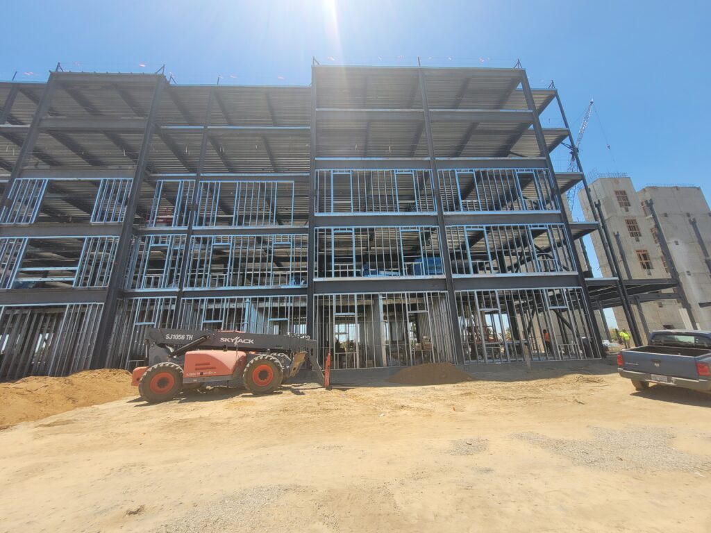 Macuch Steel Projects - Macuch Steel team erecting the structural steel the team fabricated for the AIT Barracks in Fort Gordon GA