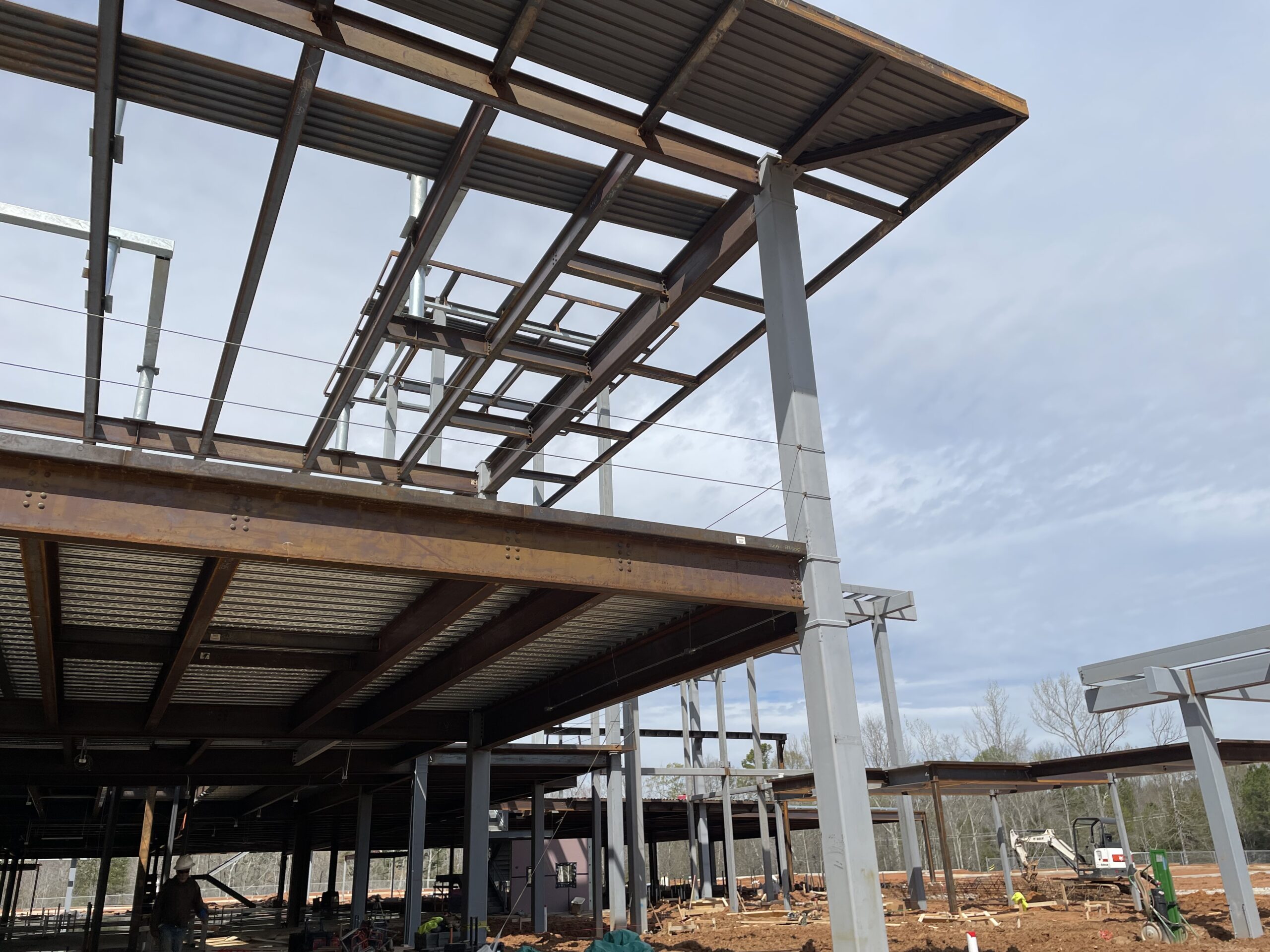 Macuch Steel Projects - structural steel beams being shown on the first two floors of a new 6 story medical office building in Union, SC